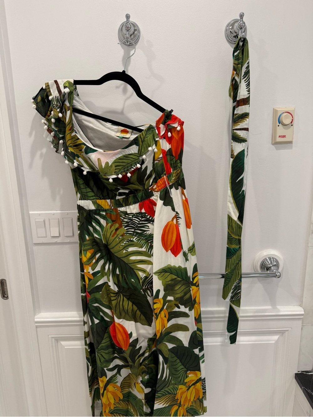 FARM Rio Tropical One-Shoulder Maxi Dress in Green, Orange & Yellow
